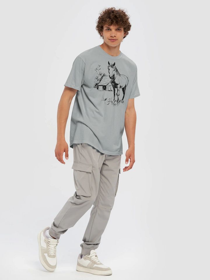 Pasture Morning – Horse & Barn Line Art Tee product image (1)