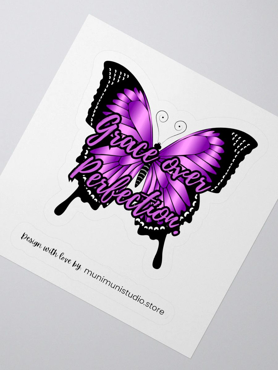 Grace over Perfection – Purple Butterfly Inspirational Quote Sticker product image (5)
