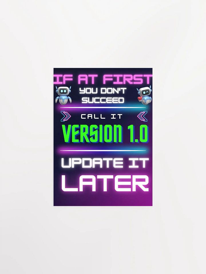 Version 1.0: Motivational Tech Neon Wall Poster product image (1)