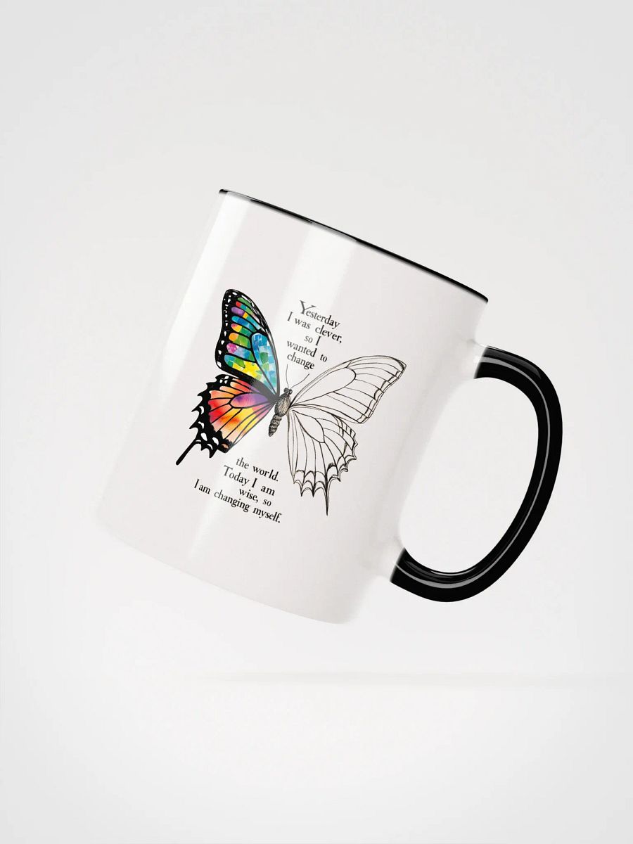 Yesterday I was clever, so I wanted to change the world. Today I am wise, so I am changing myself - Ceramic Mug with Color Inside product image (2)