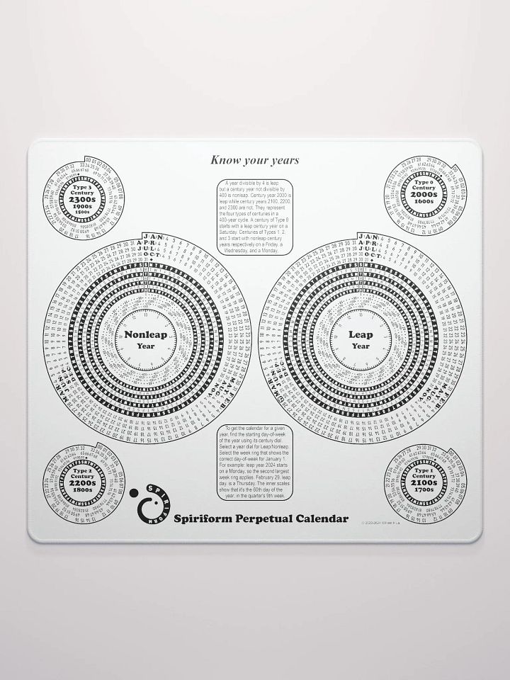 Spiriform Perpetual Calendar Gaming Mousepad 18