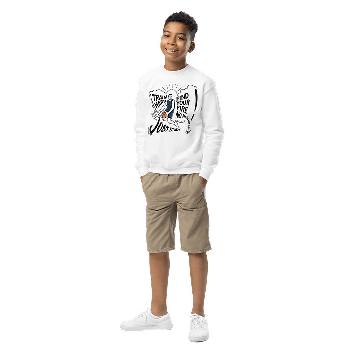 Youth Motivational Sweatshirt – Train Hard. Find Your Fire. Just Start product image (4)