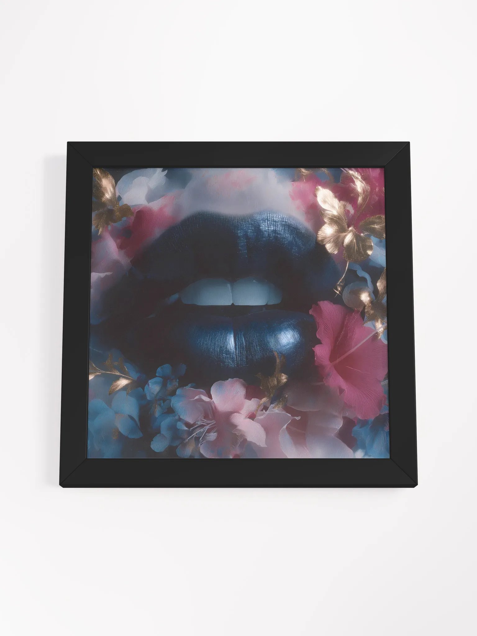 Velvet Bloom: Bold Lips & Floral Fantasy Wall Art Print product image (9)