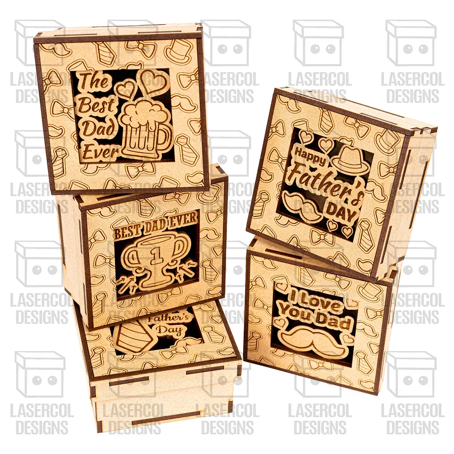 Father's Day Gift Boxes Bundle (10 Styles, Set 1-2) - Laser Cut Files product image (2)