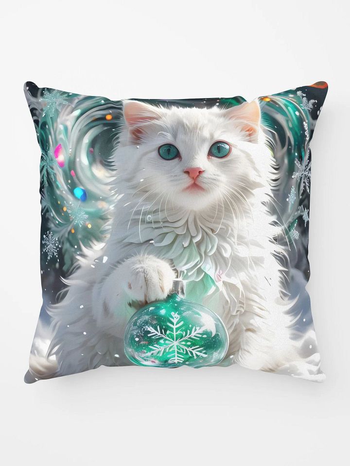 White Kitten with Snowflake Ornament Pillow product image (1)