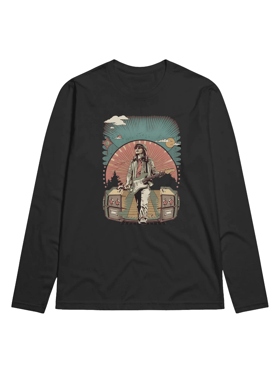 Vintage 70's Style Guitarist Soft Long Sleeve Crew Neck T-Shirt product image (1)