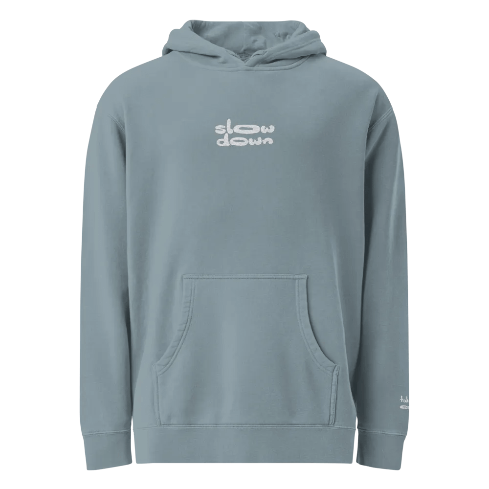 Stone Embroidered 'Slow Down' Pigment-Dyed Hoodie product image (10)