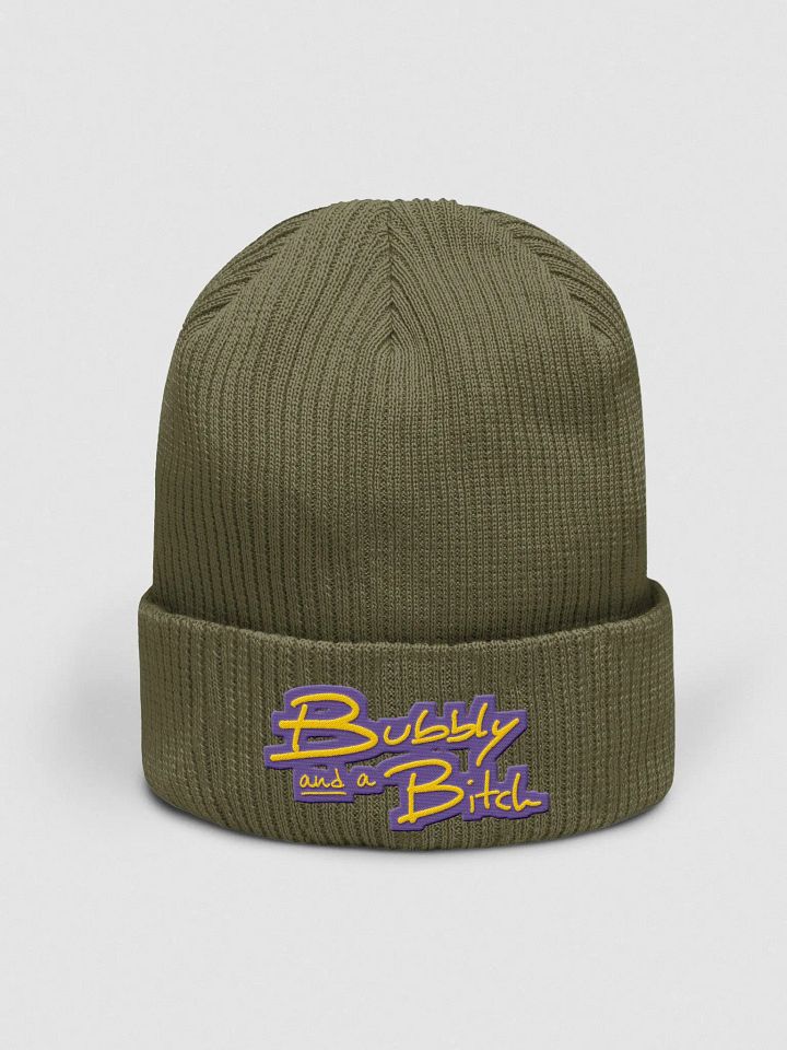 Bubbly and a B*tch (tulip design) embroidered organic beanie product image (6)