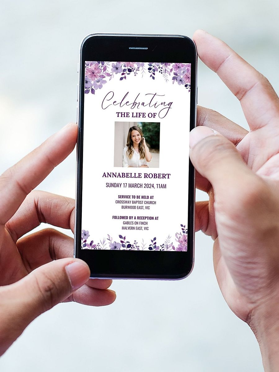 Purple Flowers Evite Canva Template product image (4)