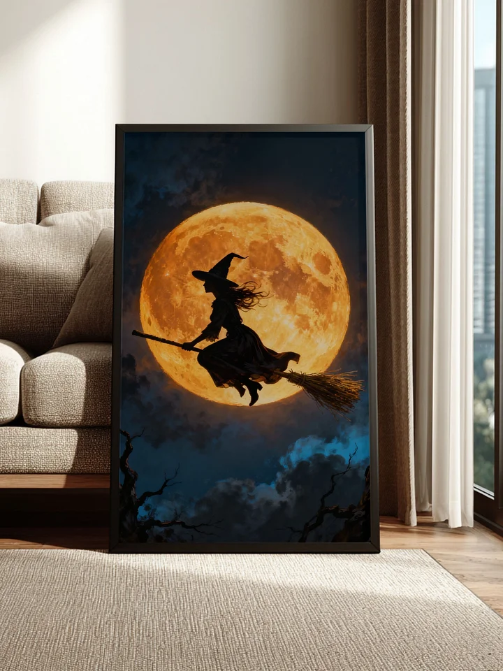Witch Flying by Full Moon Wall Art Print – Halloween Digital Download, Dark Academia Decor, Vintage Witch Poster, Unframed Fantasy Art, Multiple Sizes, Printable PDF Included product image (2)