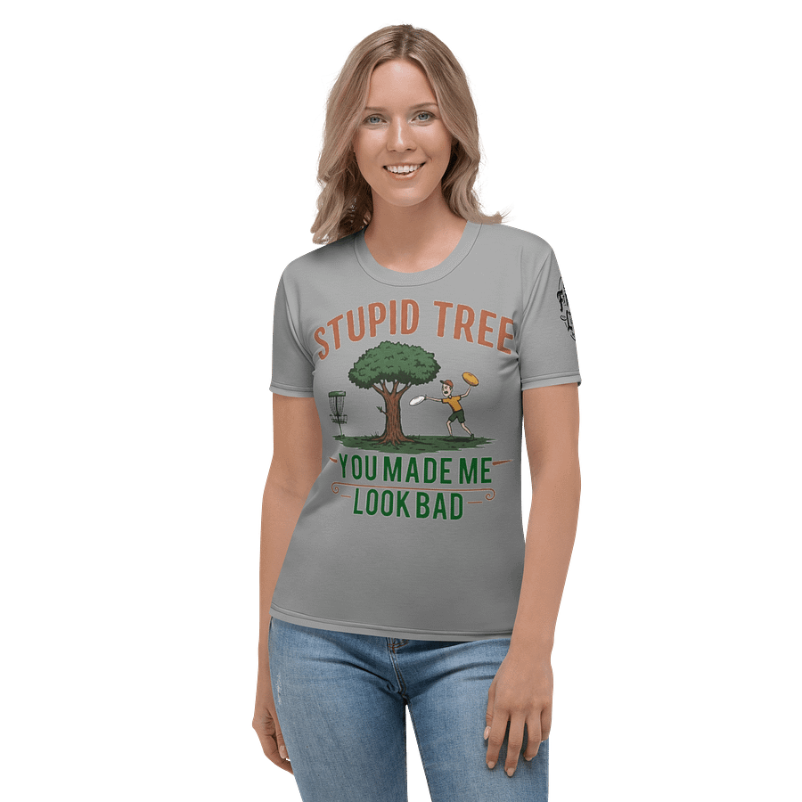 Fancy Lads Women's Grey T-shirt "Stupid Tree You Made Me Look Bad" product image (4)