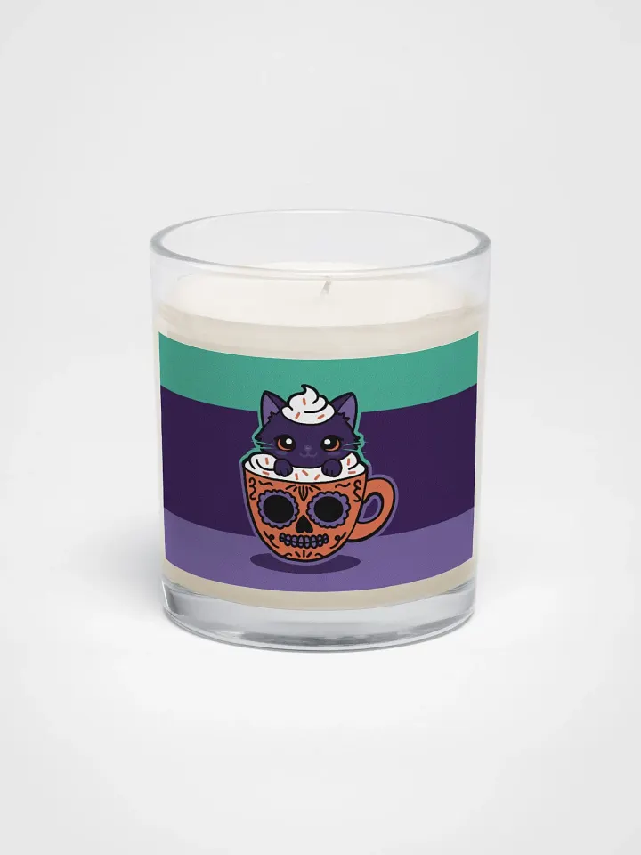 Sugar Skull Kitten Mug Soy Wax Glass Jar Candle product image (1)