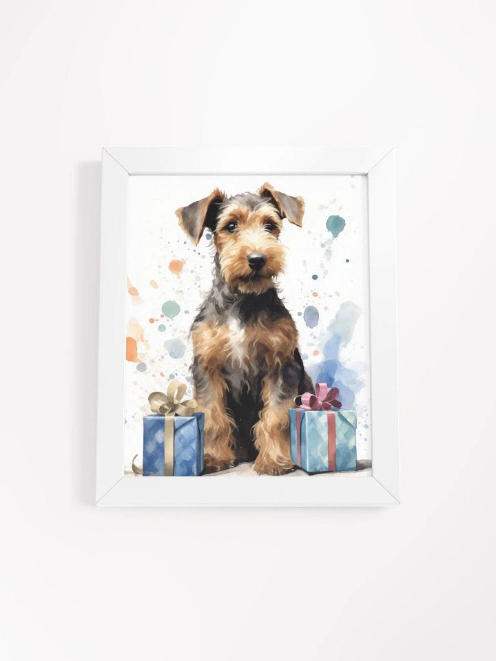 Airedale Terrier Puppy With Birthday Presents Watercolor Wall Art product image (49)