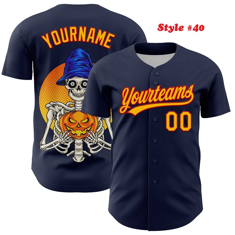 Authentic Baseball Jersey, Custom Baseball Jersey, Personalized Sport Jersey, Colorful, Flowers, Number, Logo, Halloween product image (191)