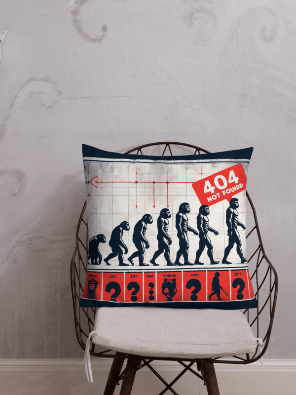 404 NOT FOUND Evolution Premium Pillow | AI Design the theory of evolution is just stupidity product image (1)