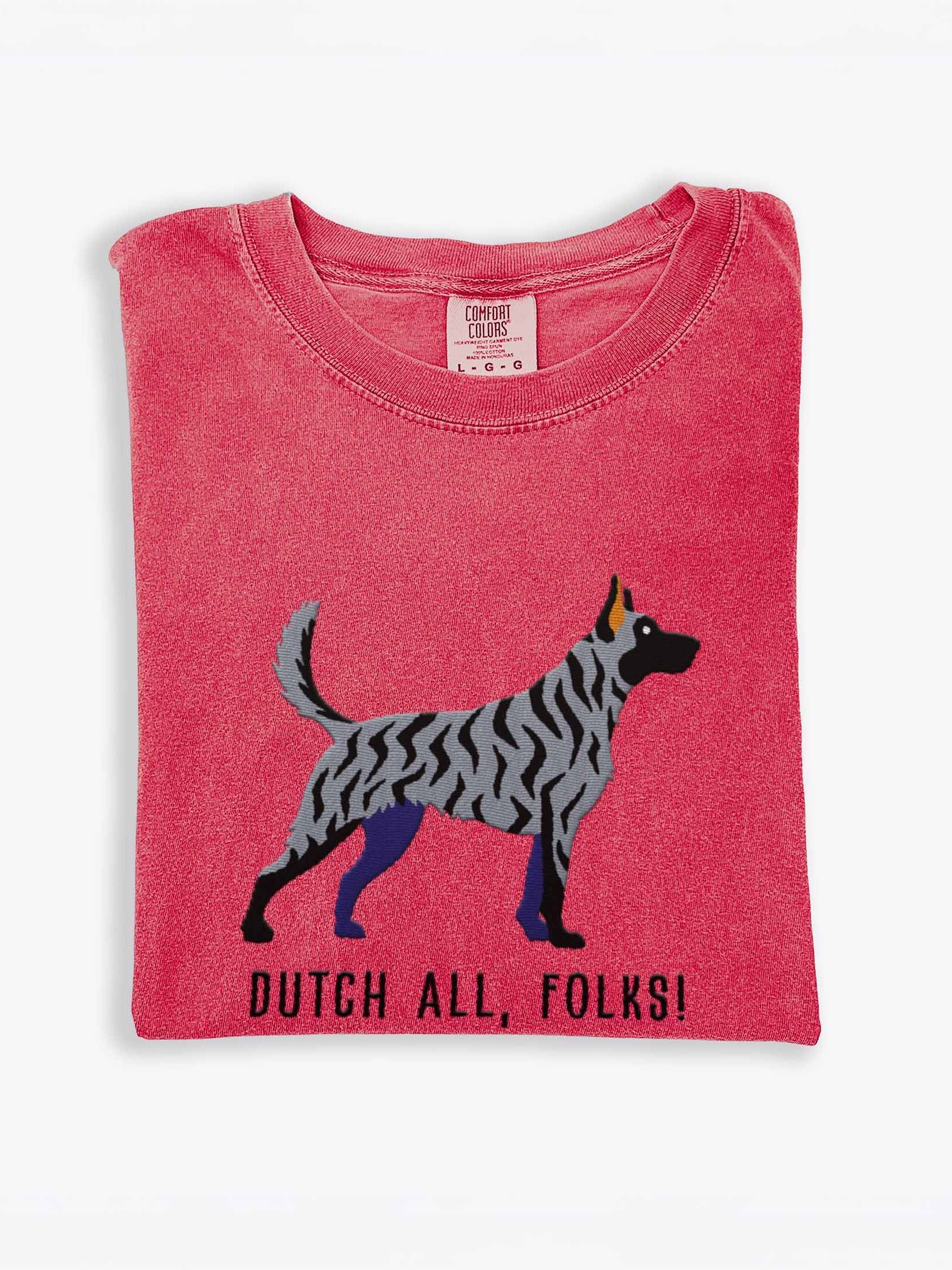 Dutch All, Folks! T-Shirt(Embroidered) of a Dutch Shepherd(Blue Brindle) product image (1)