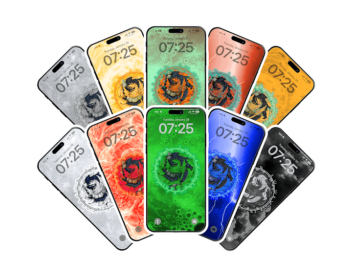 Chromatic and Metallic Dragons Phone Wallpaper Pack product image (1)