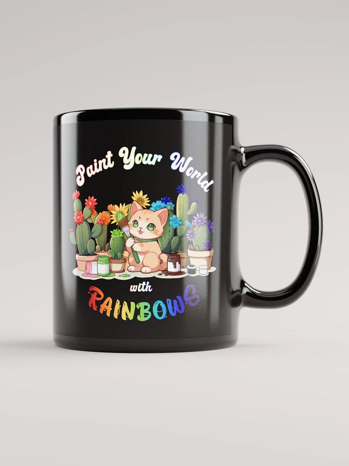 Rainbow Kitten Artist Black Glossy Mug product image (2)