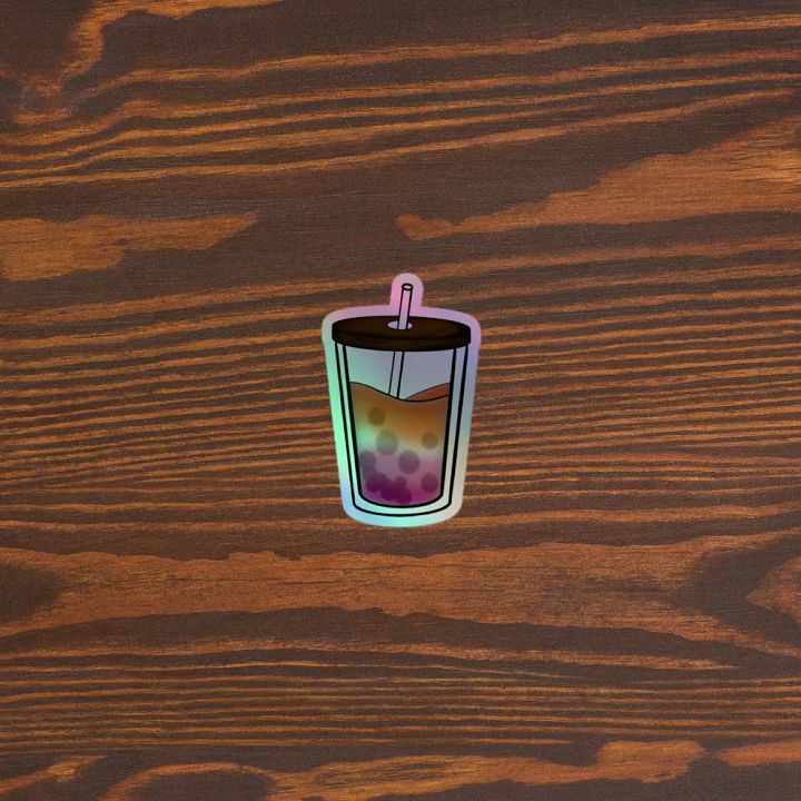 Bubbly Boba Tea Lesbian Pride Holographic Sticker Pack product image (2)