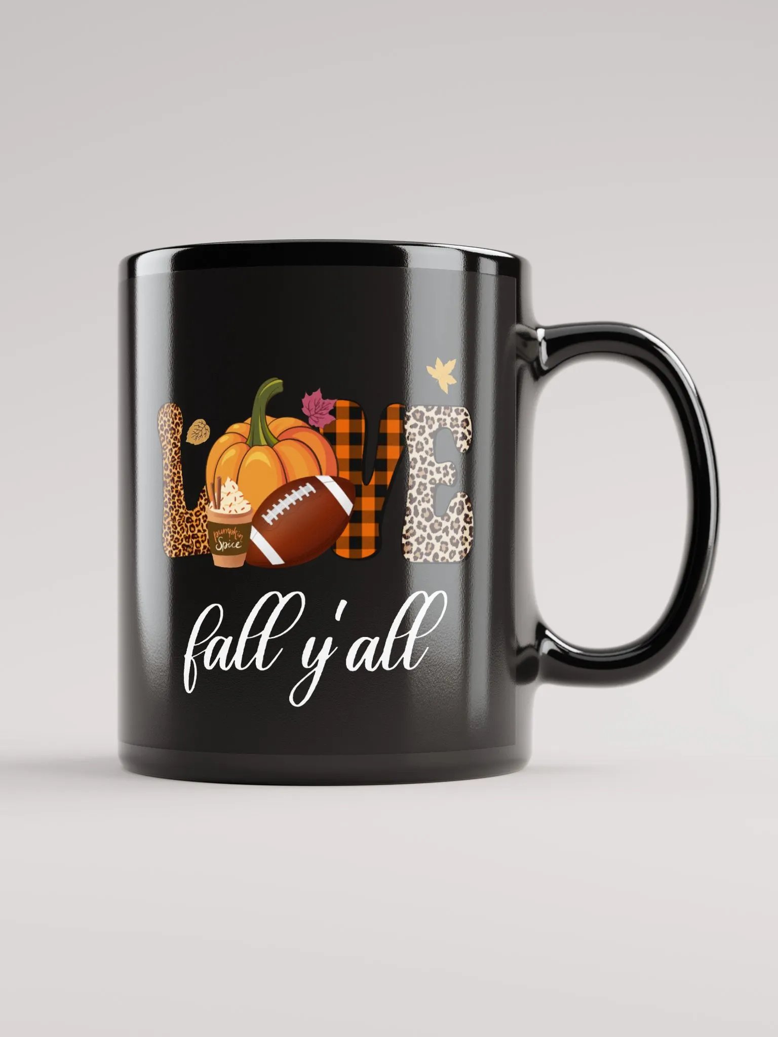 Love Fall Y'all Football Pumpkin Spice Black Mug product image (2)