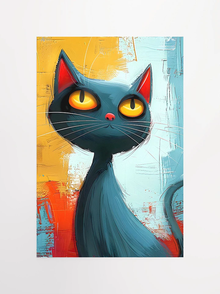 Curious Gaze of a Modern Art Cat: Abstract Feline Matte Poster product image (2)