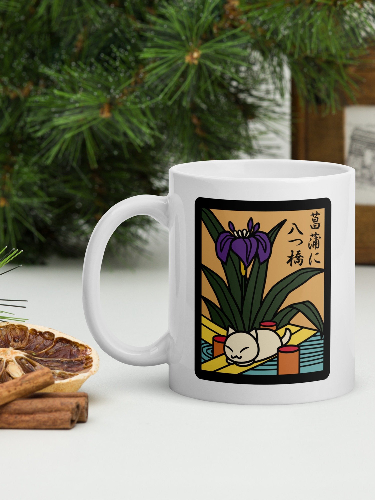 May Hanafuda Japanese Playing Card Cat 11 oz Mug product image (2)