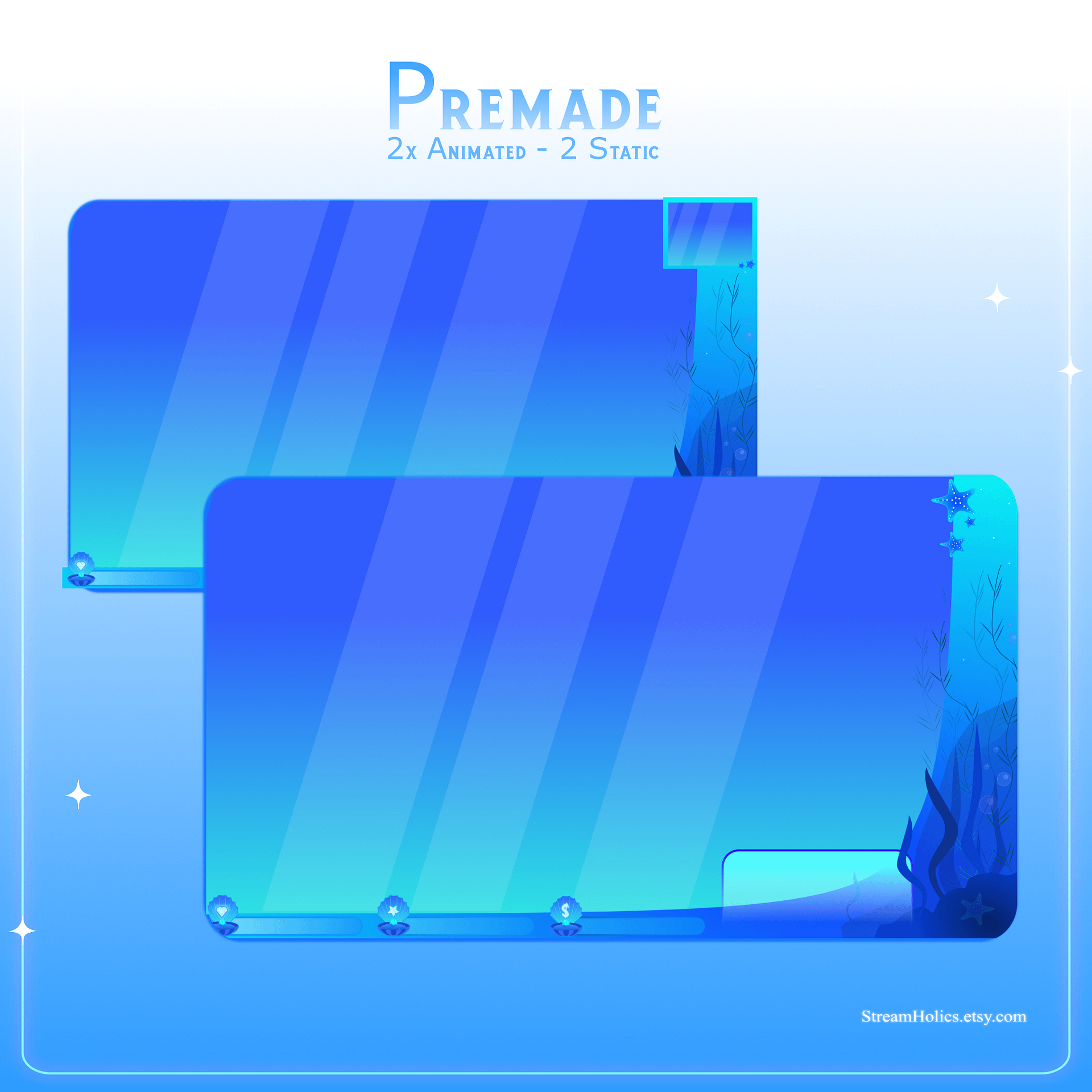 UNDERWATER Stream Overlay Animated Pack, Whale Stream Overlay Animated, Ocean Stream Overlay, Blue Stream Overlay Animated, Blue Overlay product image (3)