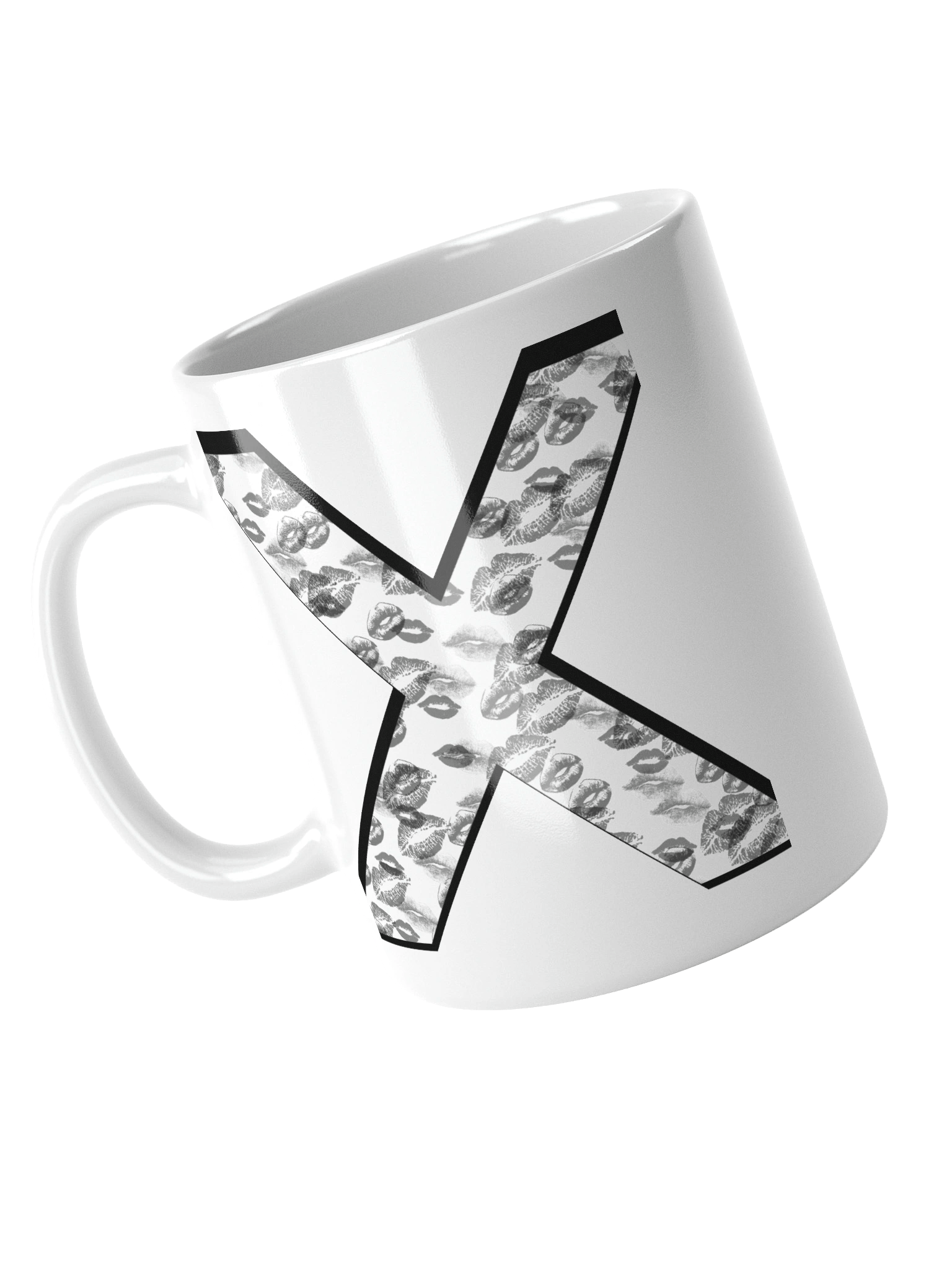 White X Black Lipstick Kisses | Glossy White Mug product image (8)