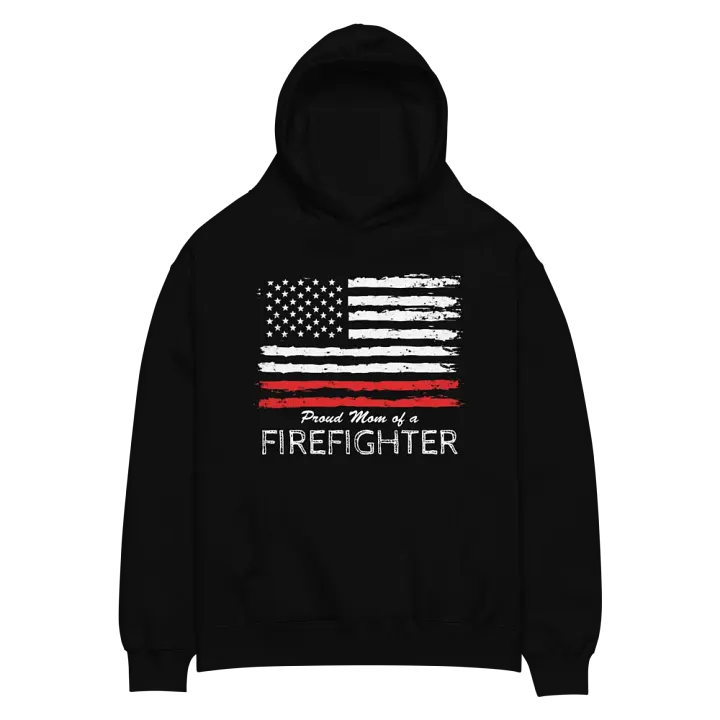 Patriotic Firefighter Mom Hoodie | USA Flag Design | Perfect Gift for Proud Moms product image (2)