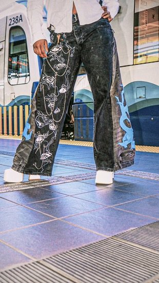 Chained Eye flared baggy jeans product image (3)