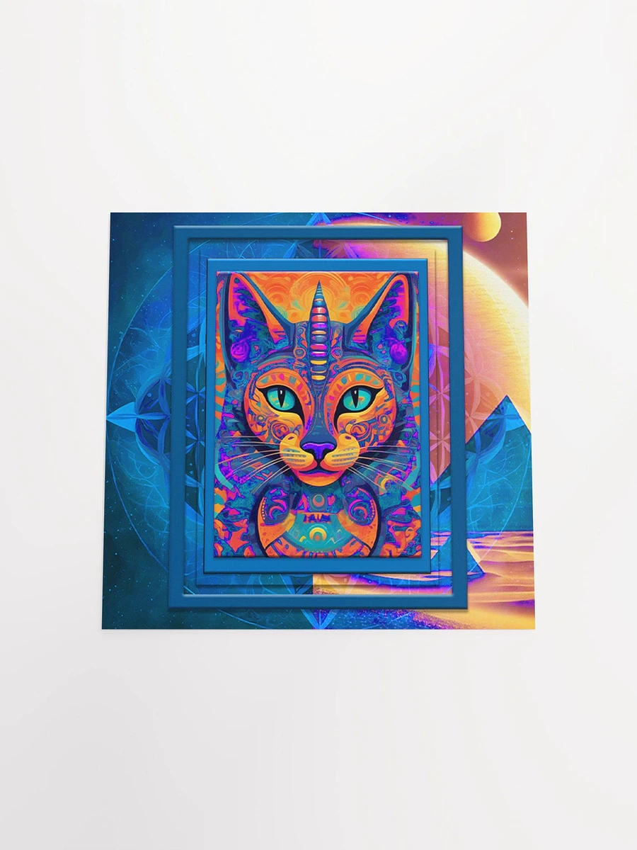Space Cat Blue Orange Square Poster product image (9)