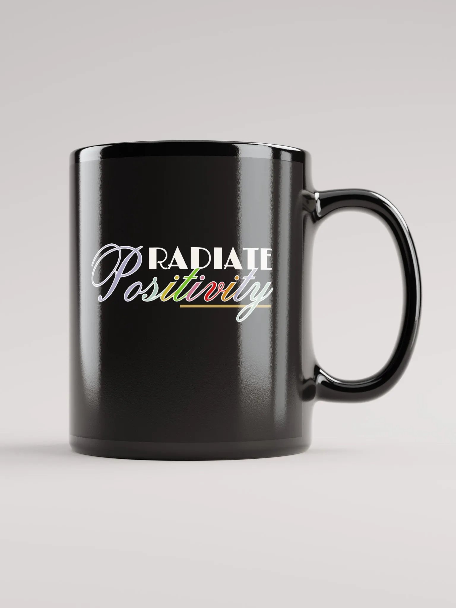 Radiate Positivity Black Glossy Ceramic Mug product image (1)