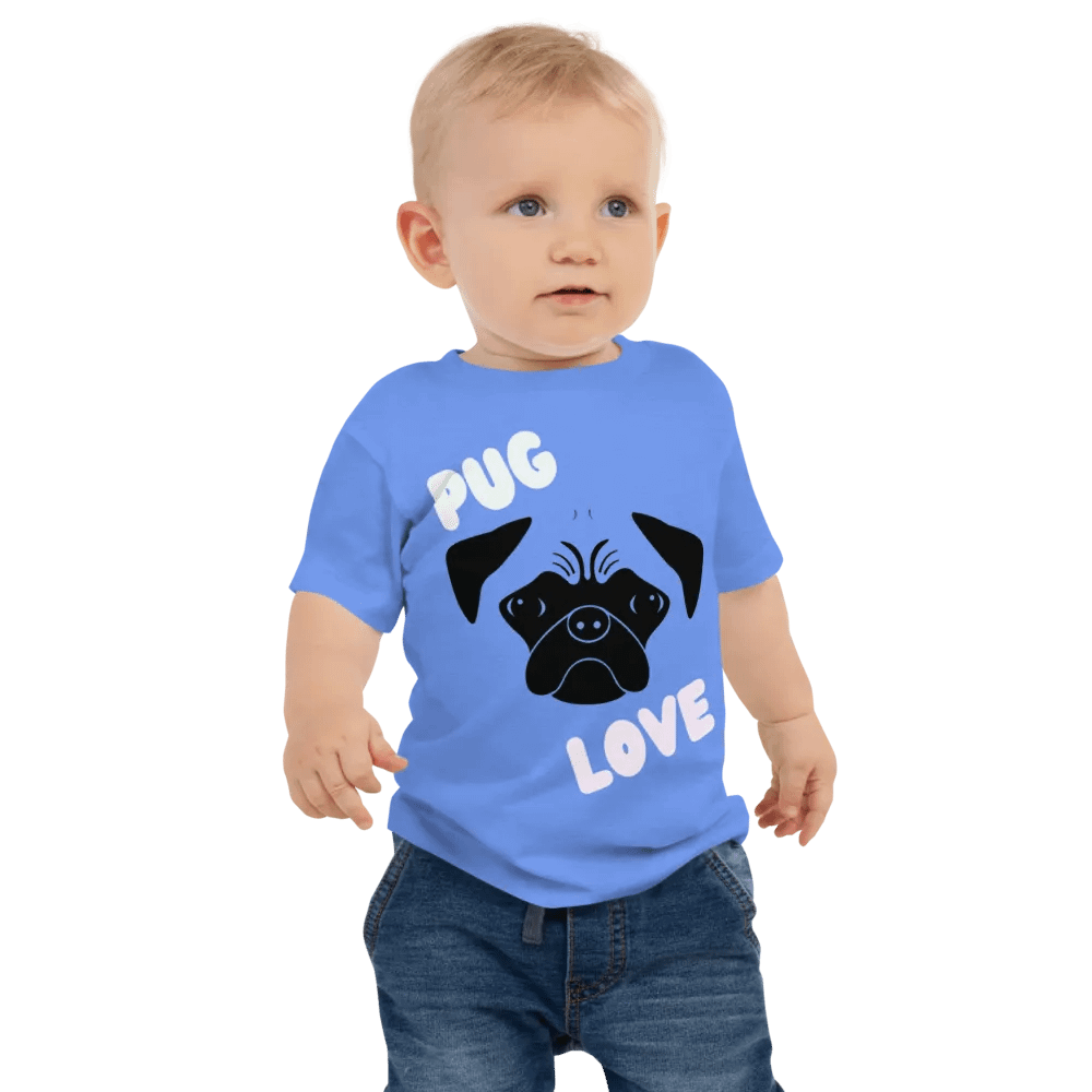 Pug Love Baby Jersey Heather Columbia Blue product image (1)