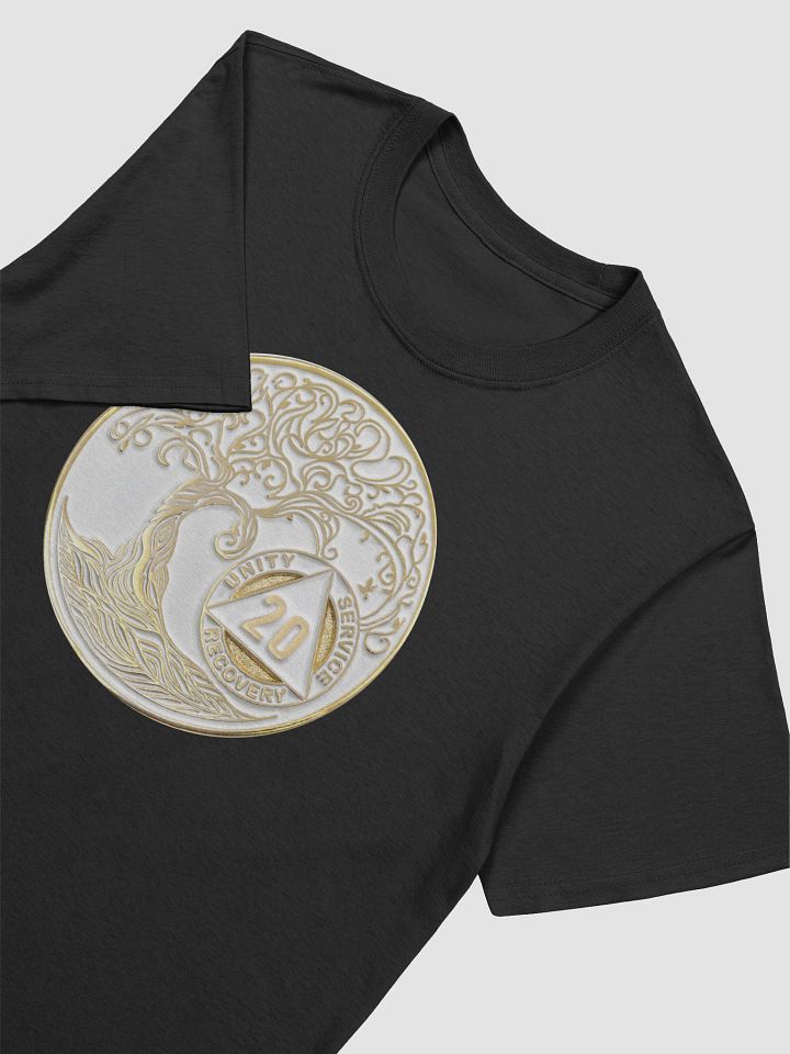 Twisted Tree of Life 20th Year Sobriety White & Gold Medallion T-Shirt product image (2)
