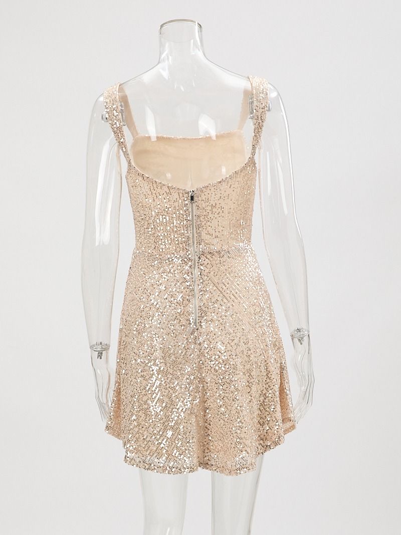 Wholesale high quality sexy slight stretch high quality sling sequins bow decor mini dress product image (7)