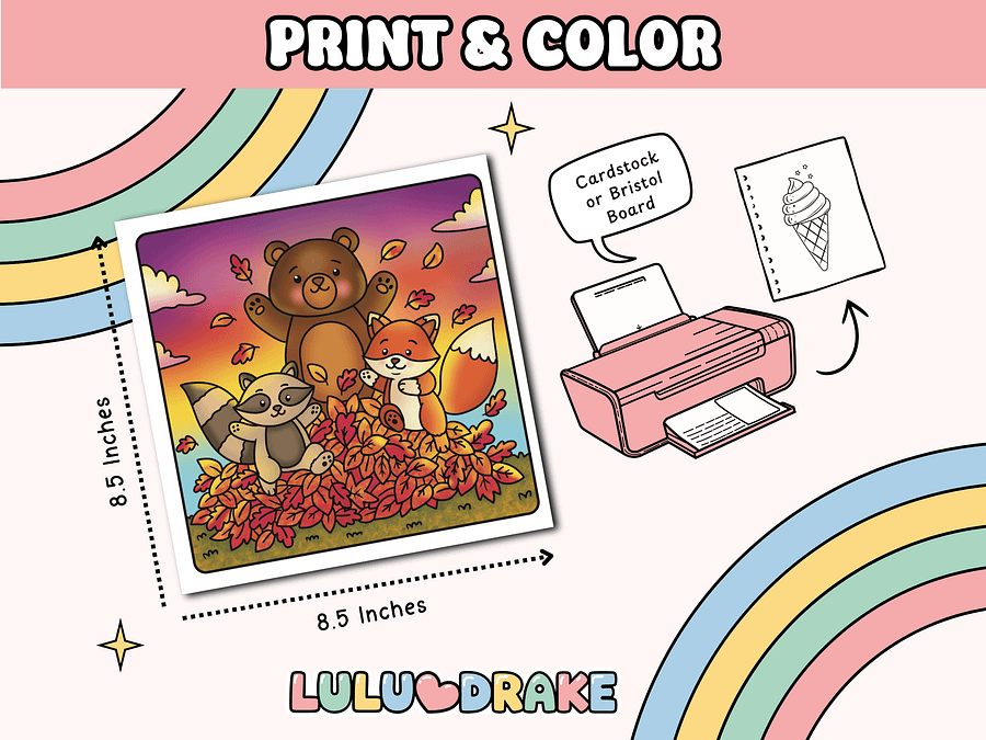 Fuzzy Buddies Cozy Fall Coloring eBook, BIG PACK 34 Pages | ★ DIGITAL ★ product image (5)