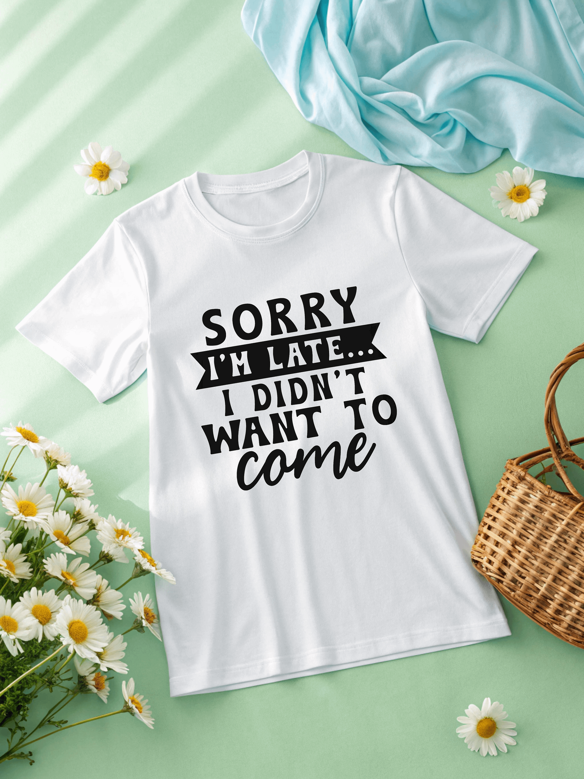 Sorry I'm Late I Didn't Want To Come Women White T-Shirt product image (2)