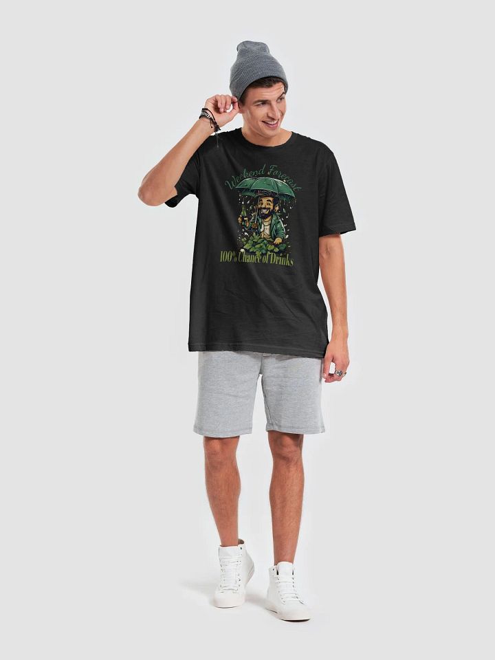 Weekend Forecast: 100% Chance of Drinks Funny T-Shirt | Funny Rain of Bottles Graphic Tee for Wine Lovers product image (2)