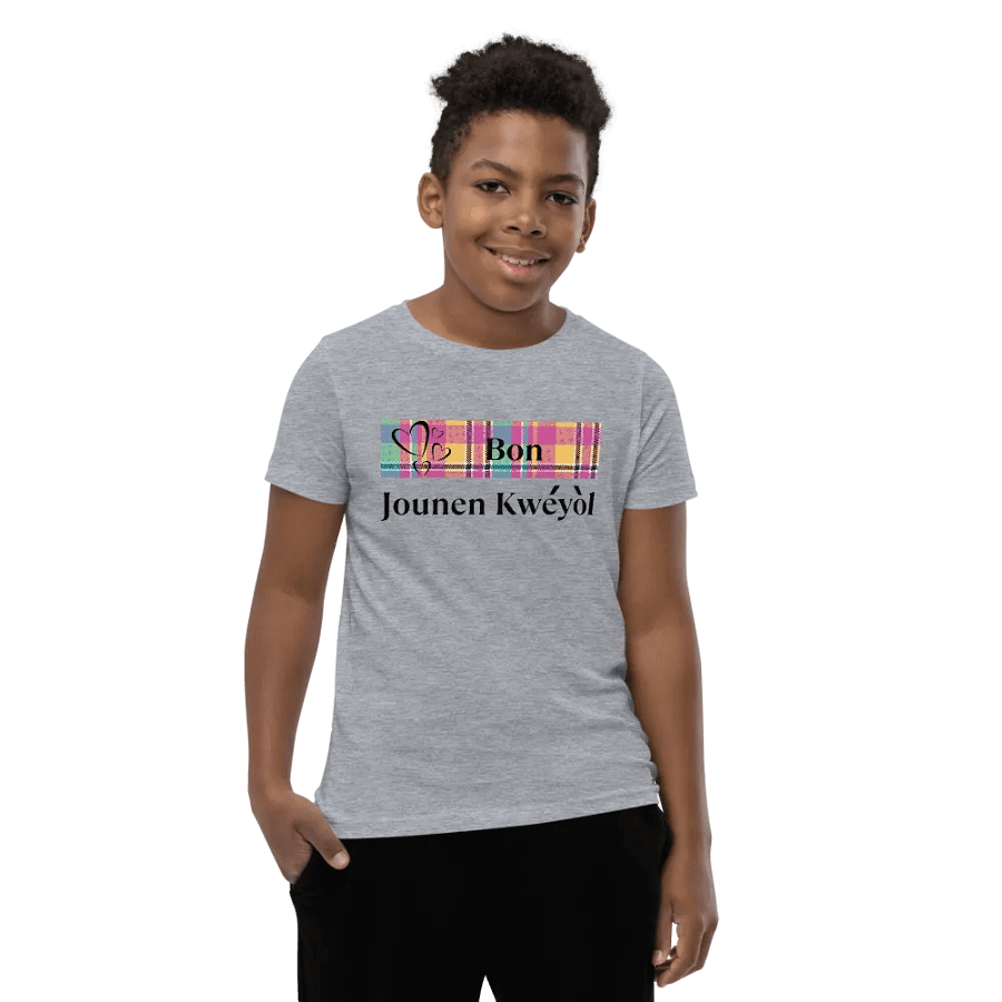 Kwéyòl Hearts Madras Youth T-Shirt product image (9)
