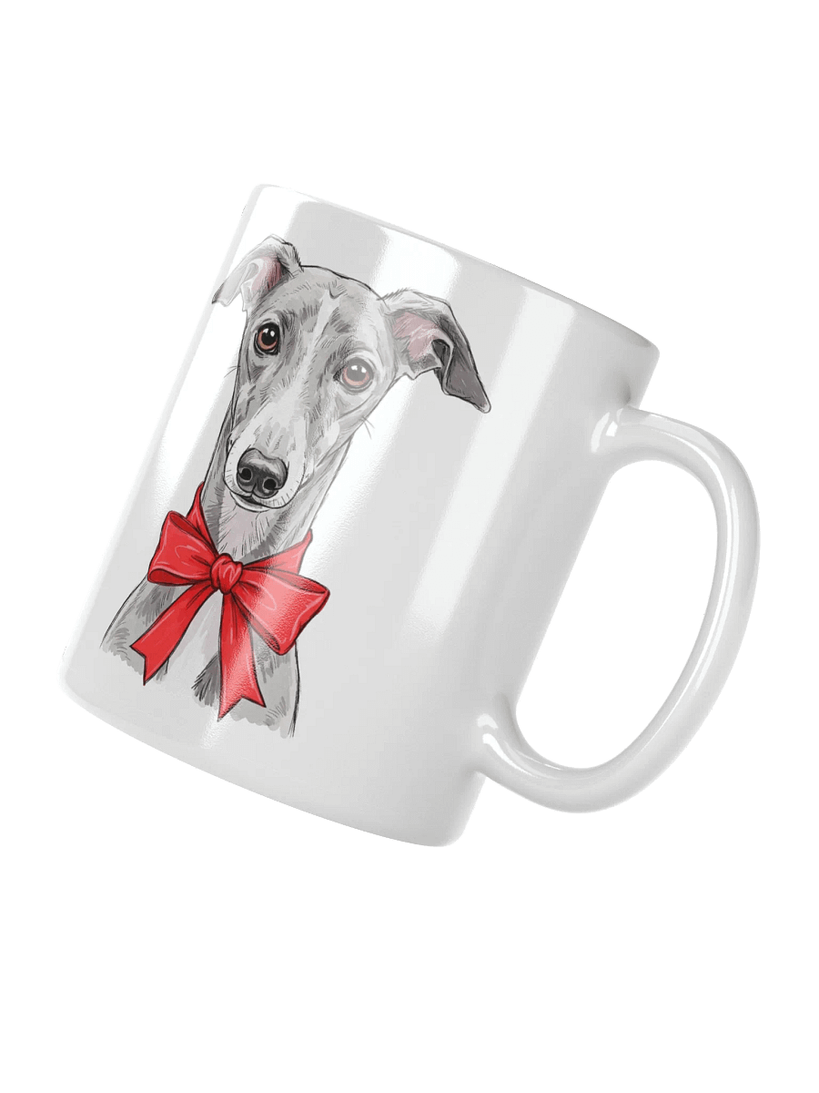 Greyhound With A Red Bow Sketch-y Art Chic Small Ceramic Mug product image (5)