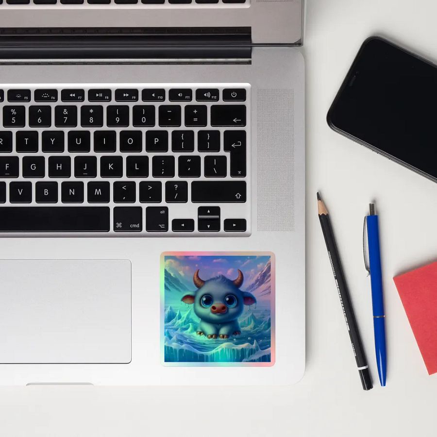 Whimsical Winter Yak Holographic Sticker Set product image (12)