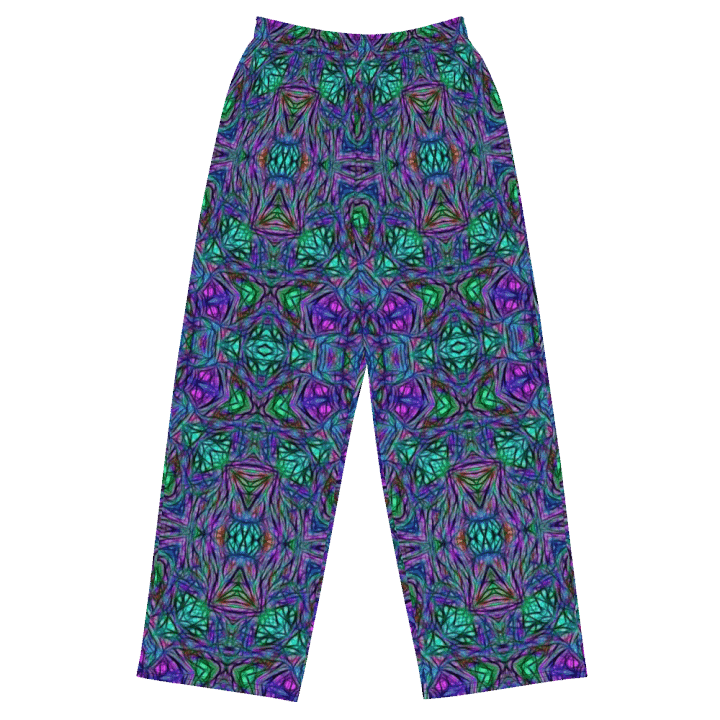 Blue Green Purple Kaleidoscope Wideleg Pants product image (2)