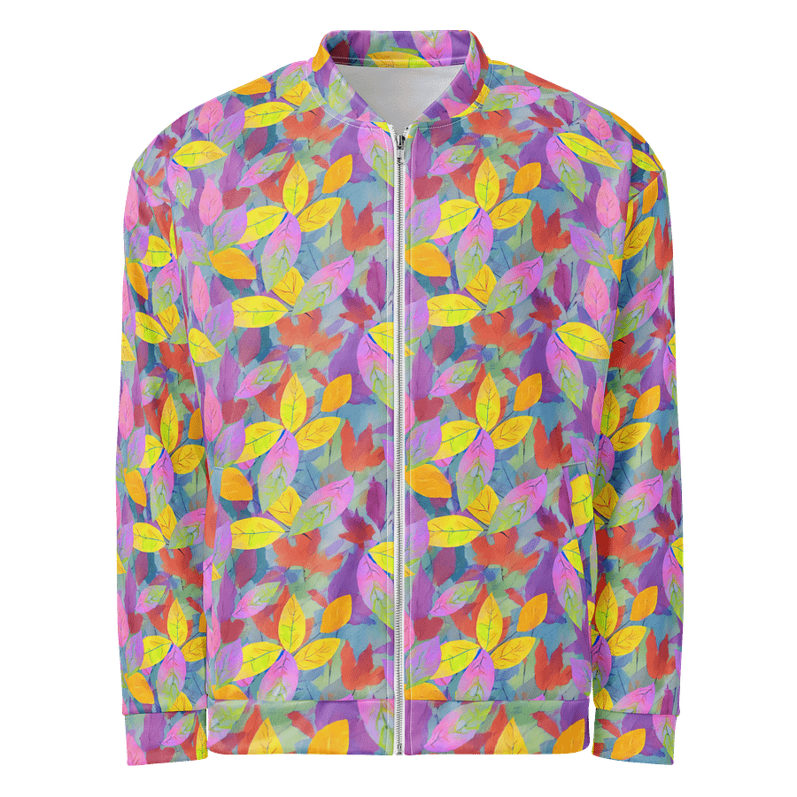 Yellow Pink Leaves Bomber Jacket product image (1)