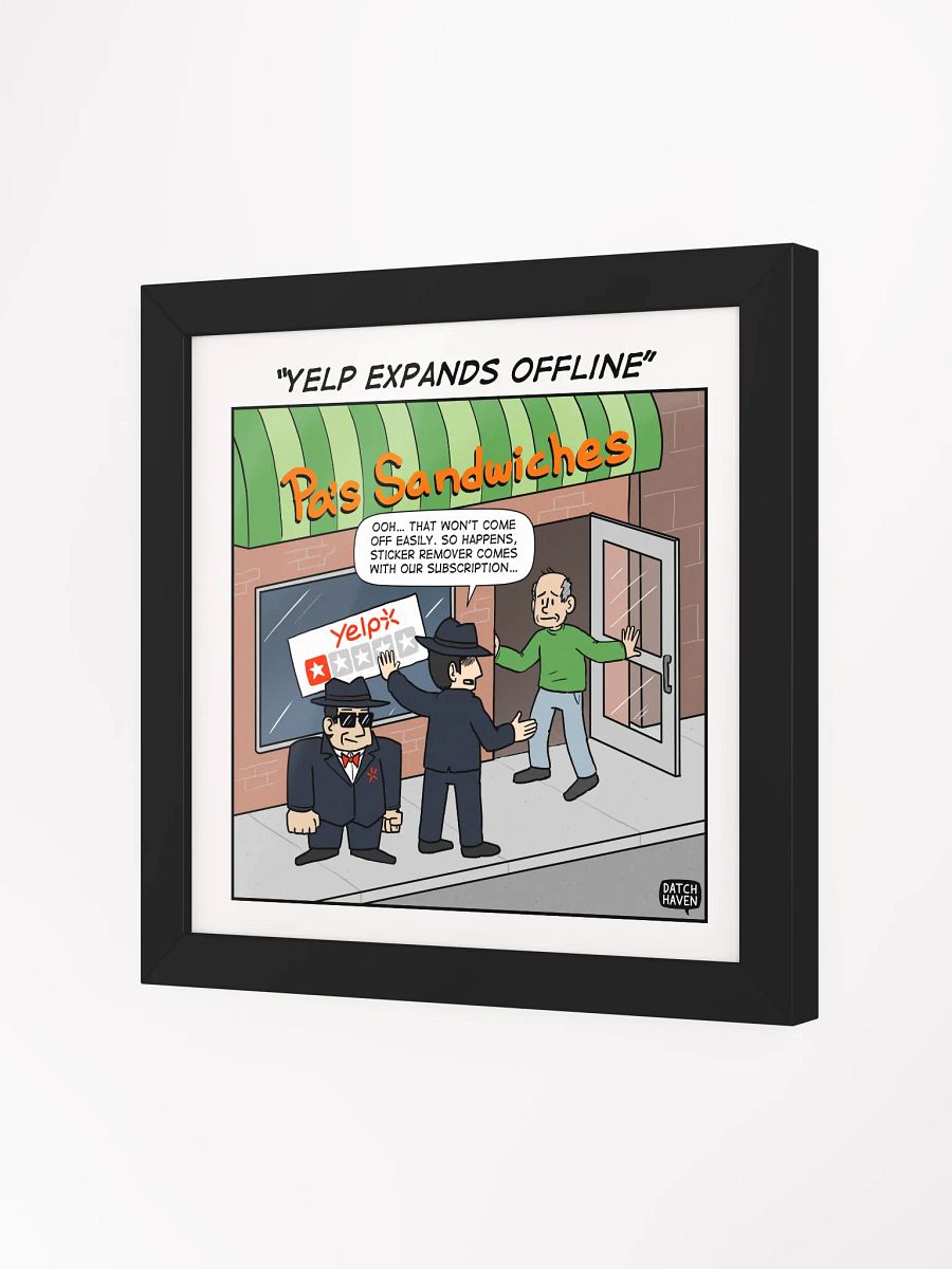 "Yelp expands offline" framed poster (10″×10″) product image (2)