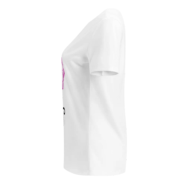 Namaste V Neck (White) T-Shirt with Pink Flower product image (2)