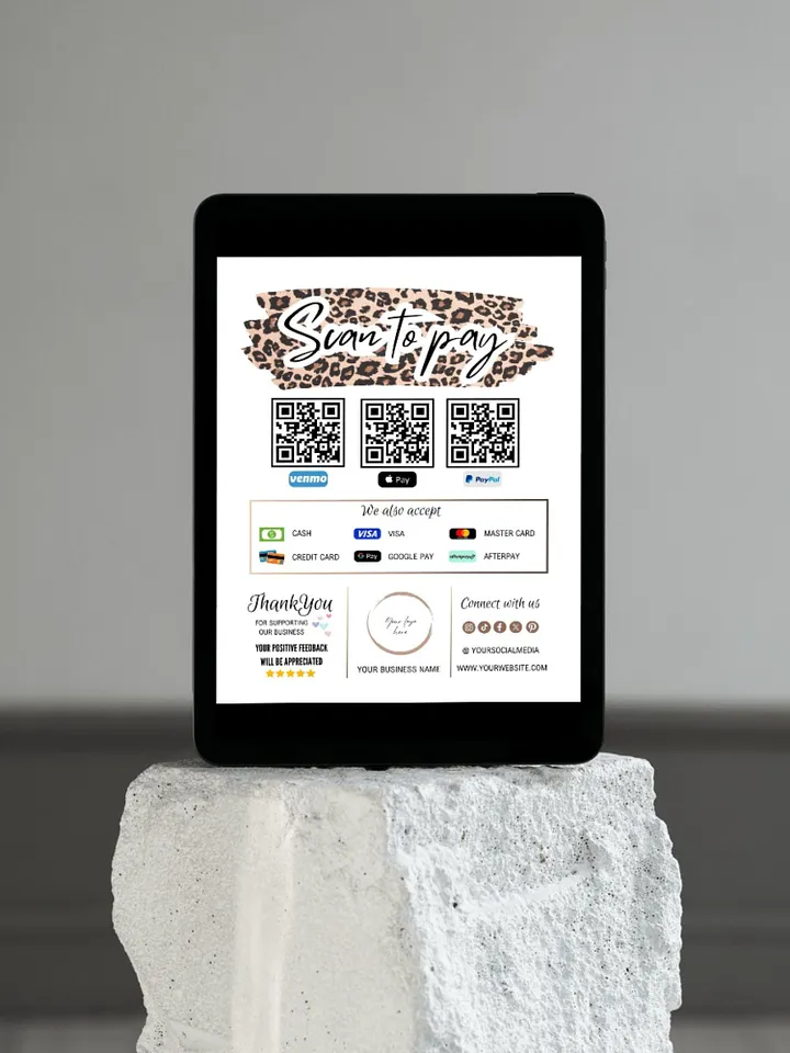 Leopard - Scan To Pay QR Code Sign Template product image (2)