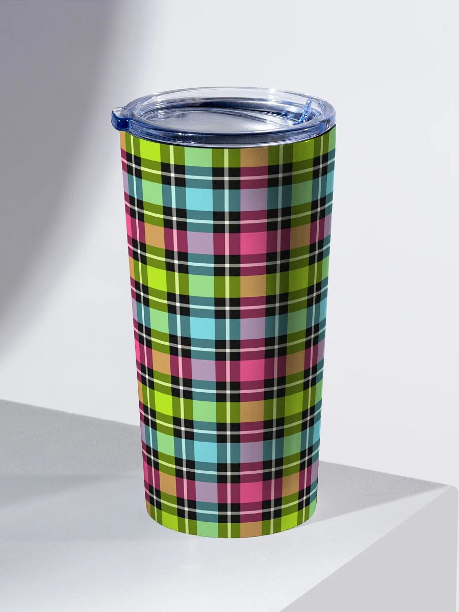 Neon Checkered Plaid Travel Tumbler product image (1)