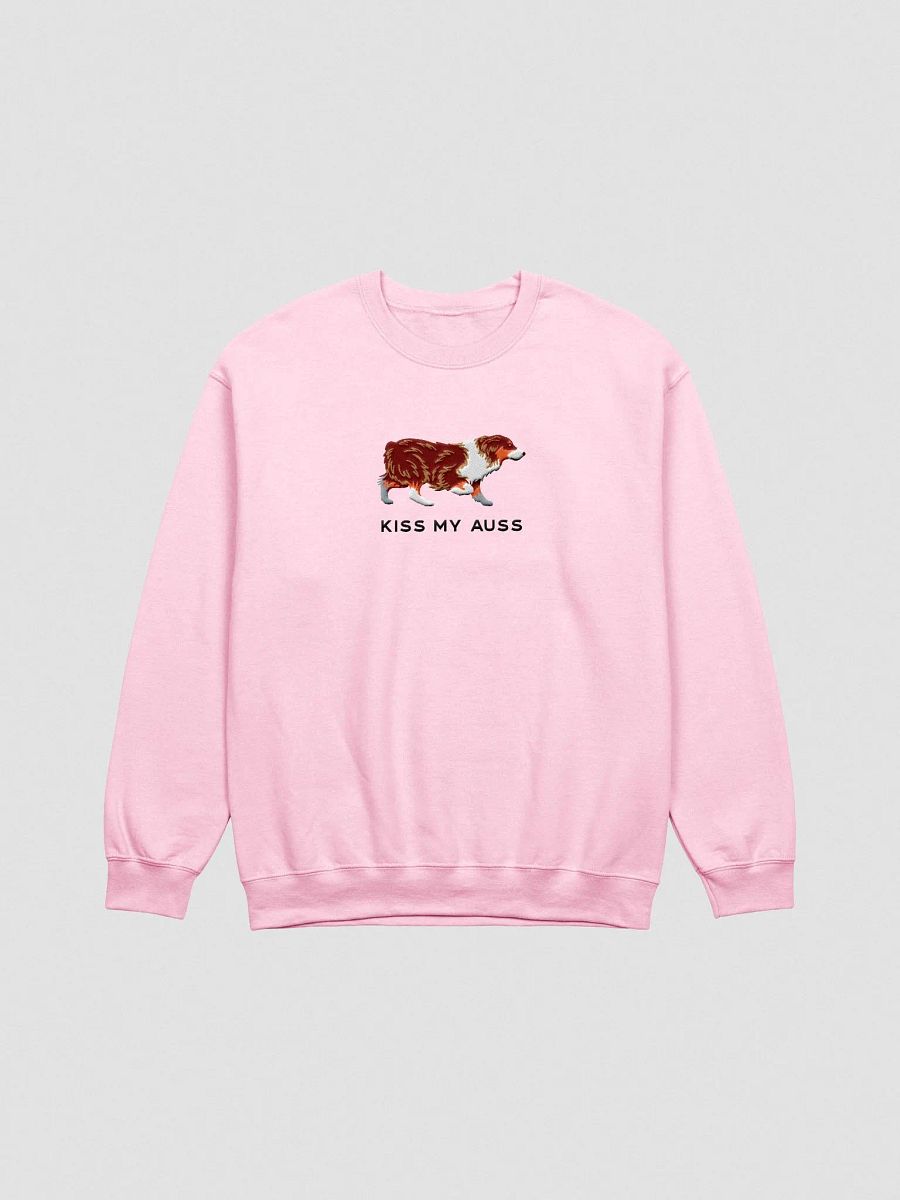 Kiss My Auss Sweatshirt (Embroidered) of an Australian Shepherd(Red Tricolor) product image (4)