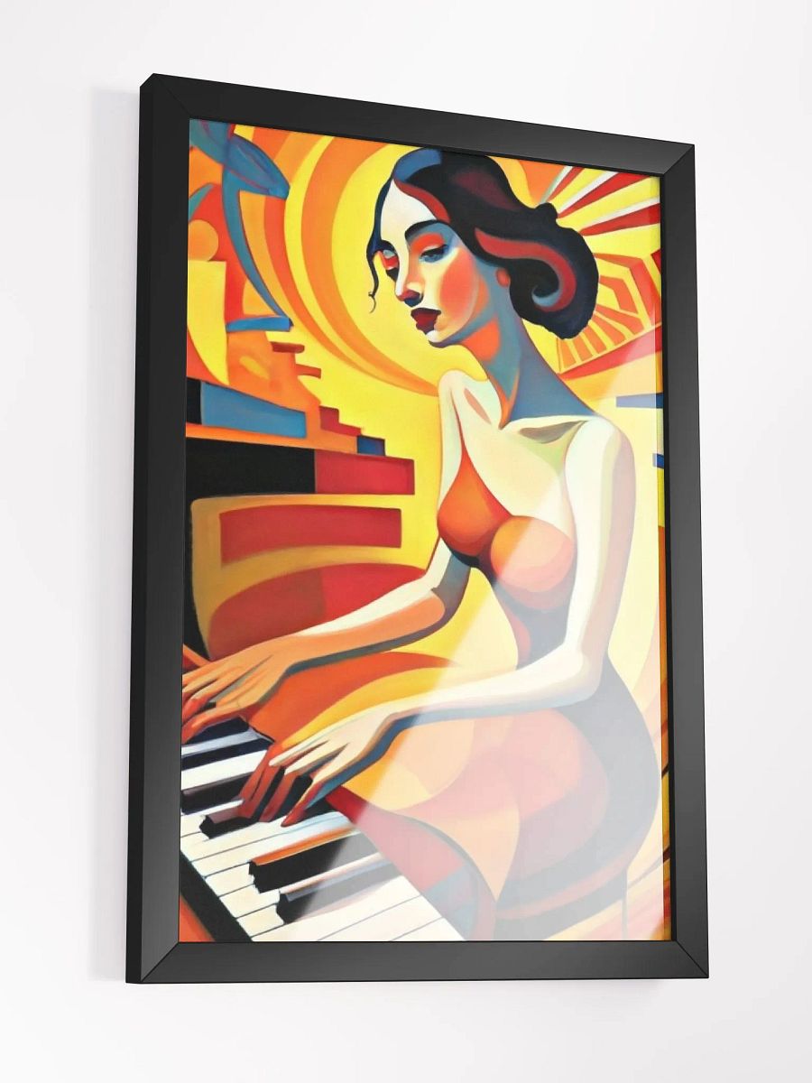 Harmony in Elegance: Captivating Framed Poster of a Classy Lady Playing the Piano product image (3)