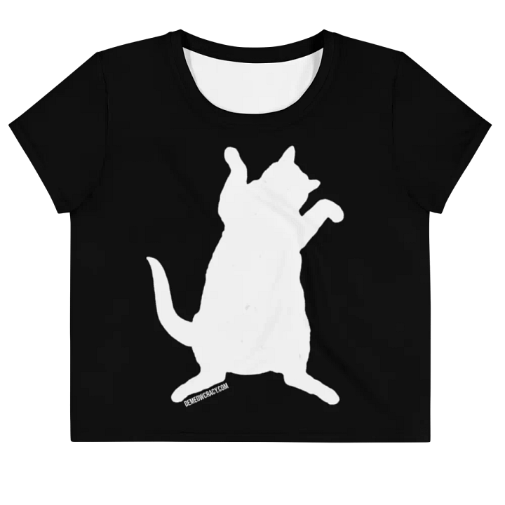 Dancing for Demeowcracy White Cat Silhouette Crop Tee product image (2)